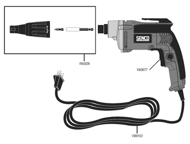 Fig-0 Diagram and Parts List for SG2510 6X0002N Senco Screwdriver