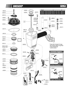 Diagram 2 Diagram and Parts List for SNS50XP16GA 750101N Senco Nailer