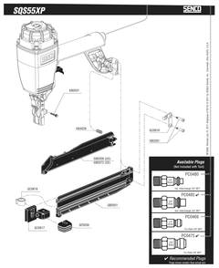Diagram 1 Diagram and Parts List for SQS55XP15GA 660101N Senco Nailer