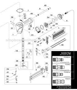 Part Location Diagram of CA0124 Senco Trigger Valve Assembly