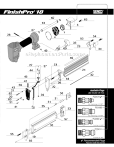 Page B Diagram and Parts List for FINISHPRO18  Senco Nailer