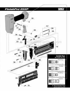 Page B Diagram and Parts List for FINISHPRO25XP  Senco Nailer