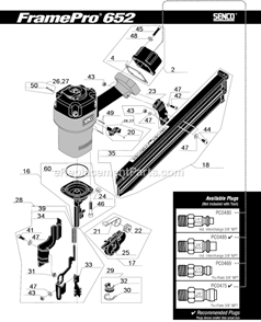Page B Diagram and Parts List for FRAMEPRO652  Senco Nailer