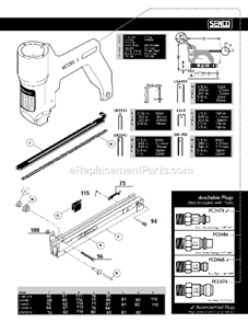 Part Location Diagram of GA0036 Senco Rail Assembly
