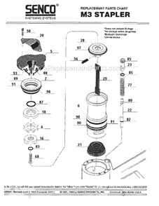 Page A Diagram and Parts List for M3  Senco Nailer