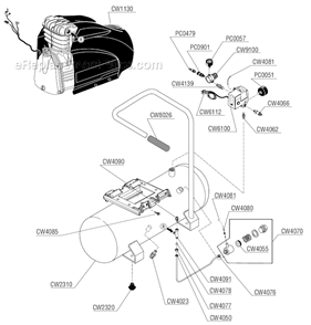 Part Location Diagram of CW4023 Senco Drain Valve