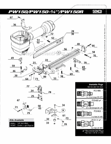 Page B Diagram and Parts List for PW150  Senco Nailer