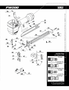 Page B Diagram and Parts List for PW200  Senco Nailer
