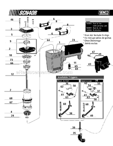 Page A Diagram and Parts List for SCN40R  Senco Nailer