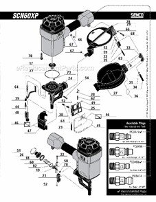 Page B Diagram and Parts List for SCN60XP  Senco Nailer
