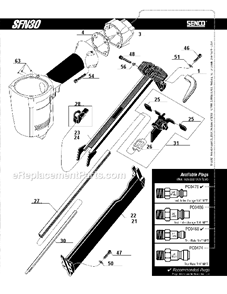 Part Location Diagram of KB3245 Senco Cap Screw - 1 Inch
