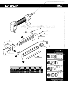 Page B Diagram and Parts List for SFW08  Senco Nailer