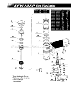 Page A Diagram and Parts List for SFW10XP  Senco Nailer