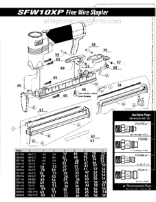 Page B Diagram and Parts List for SFW10XP  Senco Nailer