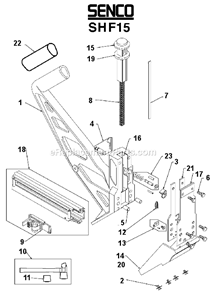 Page B Diagram and Parts List for SHF10  Senco Nailer