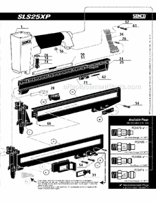Page B Diagram and Parts List for SLS25XP  Senco Nailer