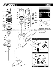 Page A Diagram and Parts List for SN325+  Senco Nailer