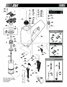 Page A Diagram and Parts List for SN4  Senco Nailer