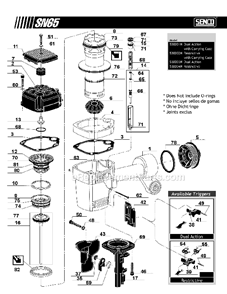 Page A Diagram and Parts List for SN65  Senco Nailer