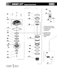 Page A Diagram and Parts List for SN901XP  Senco Nailer