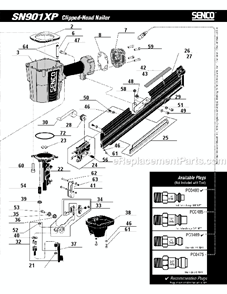 Page B Diagram and Parts List for SN901XP  Senco Nailer