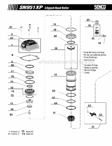 Page A Diagram and Parts List for SN951XP  Senco Nailer