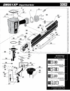 Page B Diagram and Parts List for SN951XP  Senco Nailer
