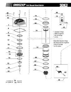 Page A Diagram and Parts List for SN952XP  Senco Nailer