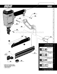Page B Diagram and Parts List for SNS40  Senco Nailer