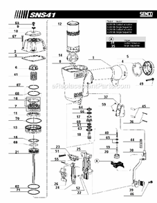 Page A Diagram and Parts List for SNS41  Senco Nailer