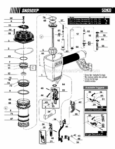 Page A Diagram and Parts List for SNS50XP  Senco Nailer