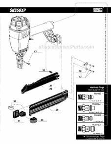 Page B Diagram and Parts List for SNS50XP  Senco Nailer