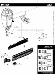 Page B Diagram and Parts List for SQS55XP  Senco Nailer