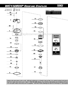 Page A Diagram and Parts List for WC150RXP  Senco Nailer
