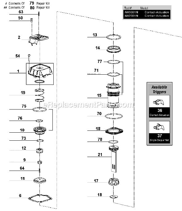 Page A Diagram and Parts List for WC150XP  Senco Nailer