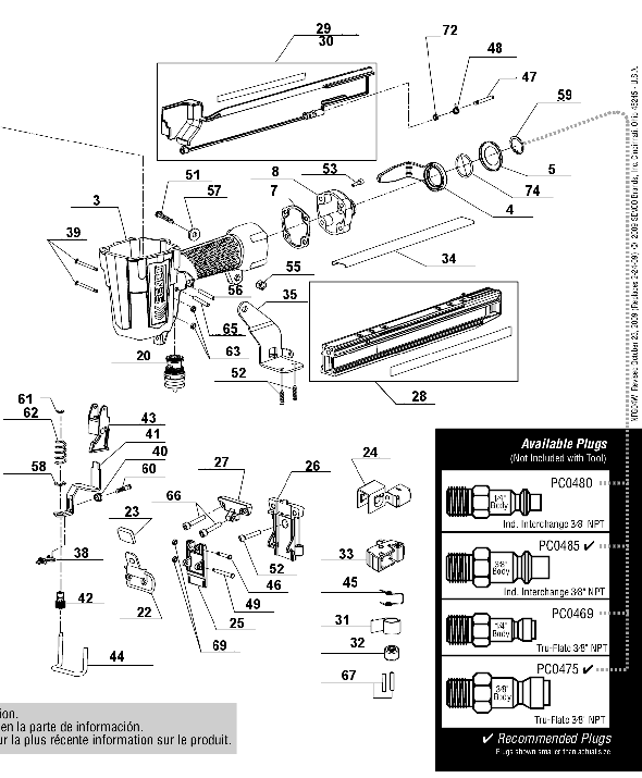 Page B Diagram and Parts List for WC150XP  Senco Nailer