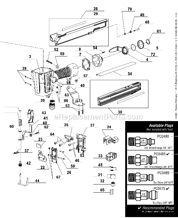 Page B Diagram and Parts List for WC200XP  Senco Nailer