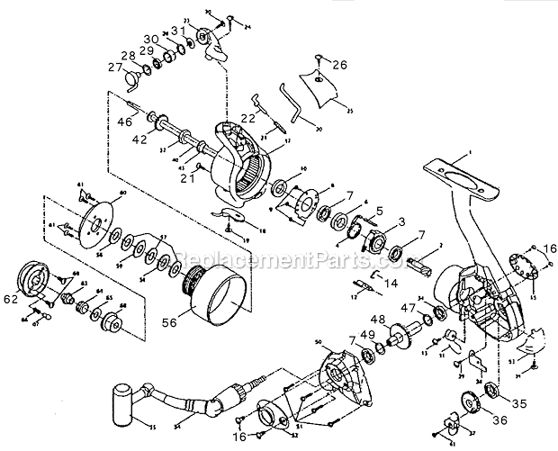 Page A Diagram and Parts List for ML035  Shakespeare Fly Reels