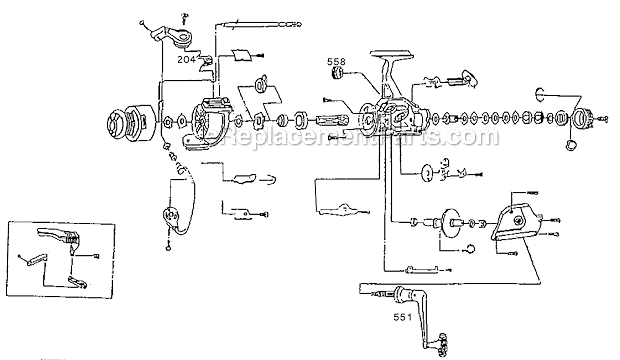 Page A Diagram and Parts List for USP35  Shakespeare Spinning Reels