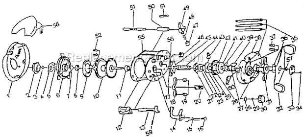 Page A Diagram and Parts List for SRBC-100  Shakespeare Baitcast Reels