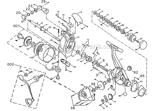 Page A Diagram and Parts List for 4530R  Shakespeare Baitcast Reels