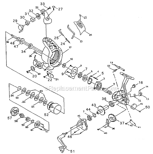Page A Diagram and Parts List for ST035  Shakespeare Spinning Reels