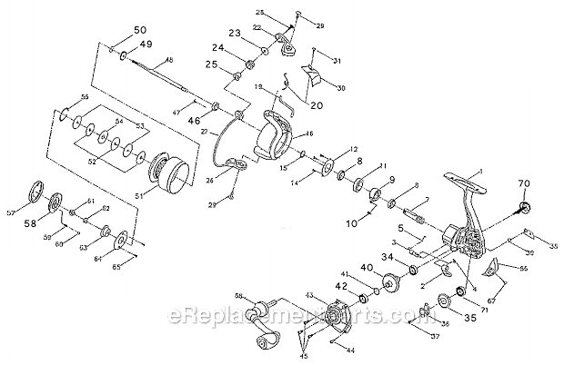 Page A Diagram and Parts List for FUEL25  Shakespeare Baitcast Reels