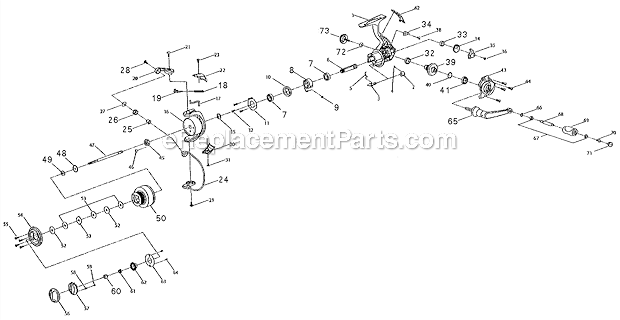 Page A Diagram and Parts List for 6825  Shakespeare Spincast Reels