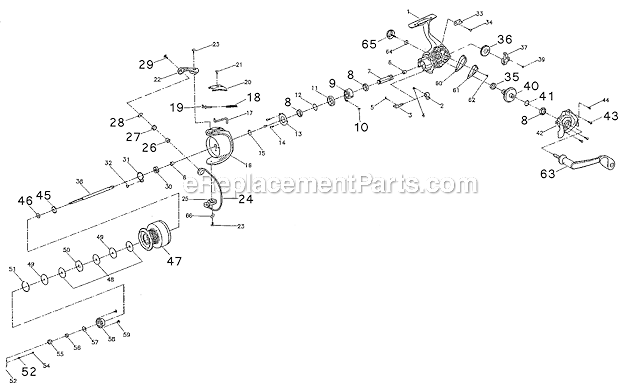 Page A Diagram and Parts List for INT440F  Shakespeare Spinning Reels
