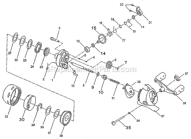 Page A Diagram and Parts List for EXCURSION  Shakespeare Baitcast Reels