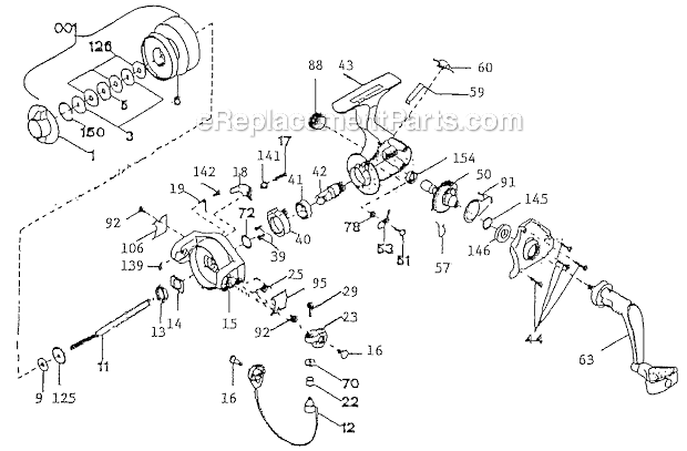 Page A Diagram and Parts List for 2500ALX  Shakespeare Spinning Reels