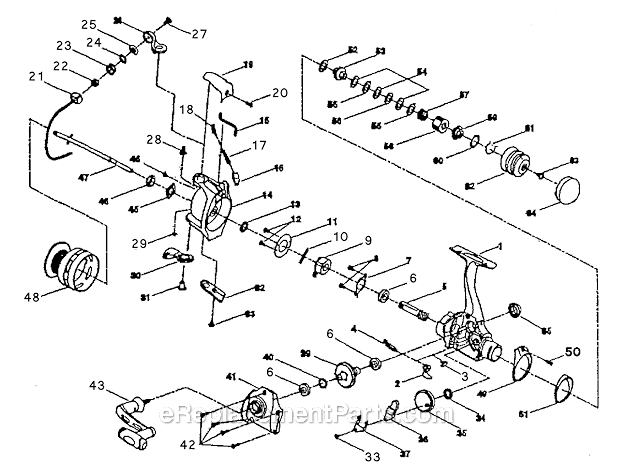 Page A Diagram and Parts List for 6640R  Shakespeare Baitcast Reels