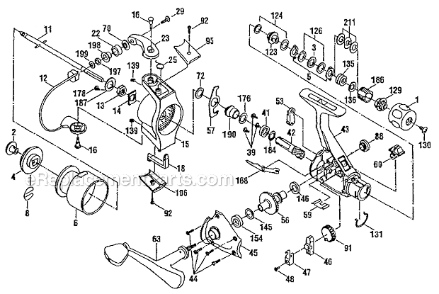 Page A Diagram and Parts List for 3940  Shakespeare Spinning Reels