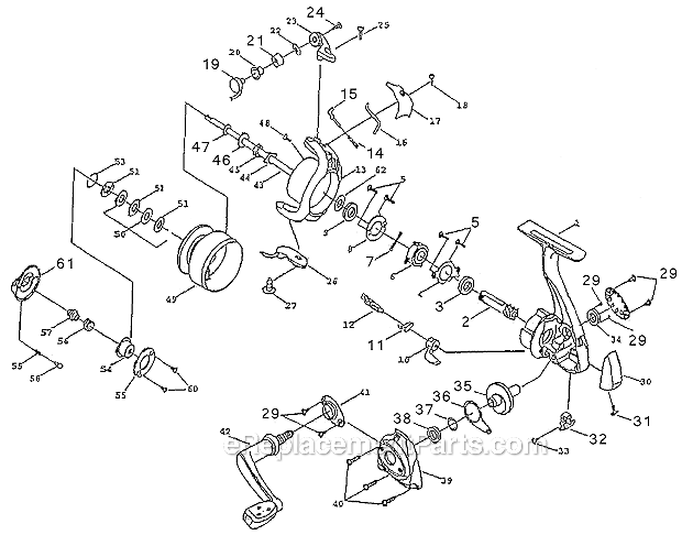 Page A Diagram and Parts List for 50  Shakespeare Spincast Reels